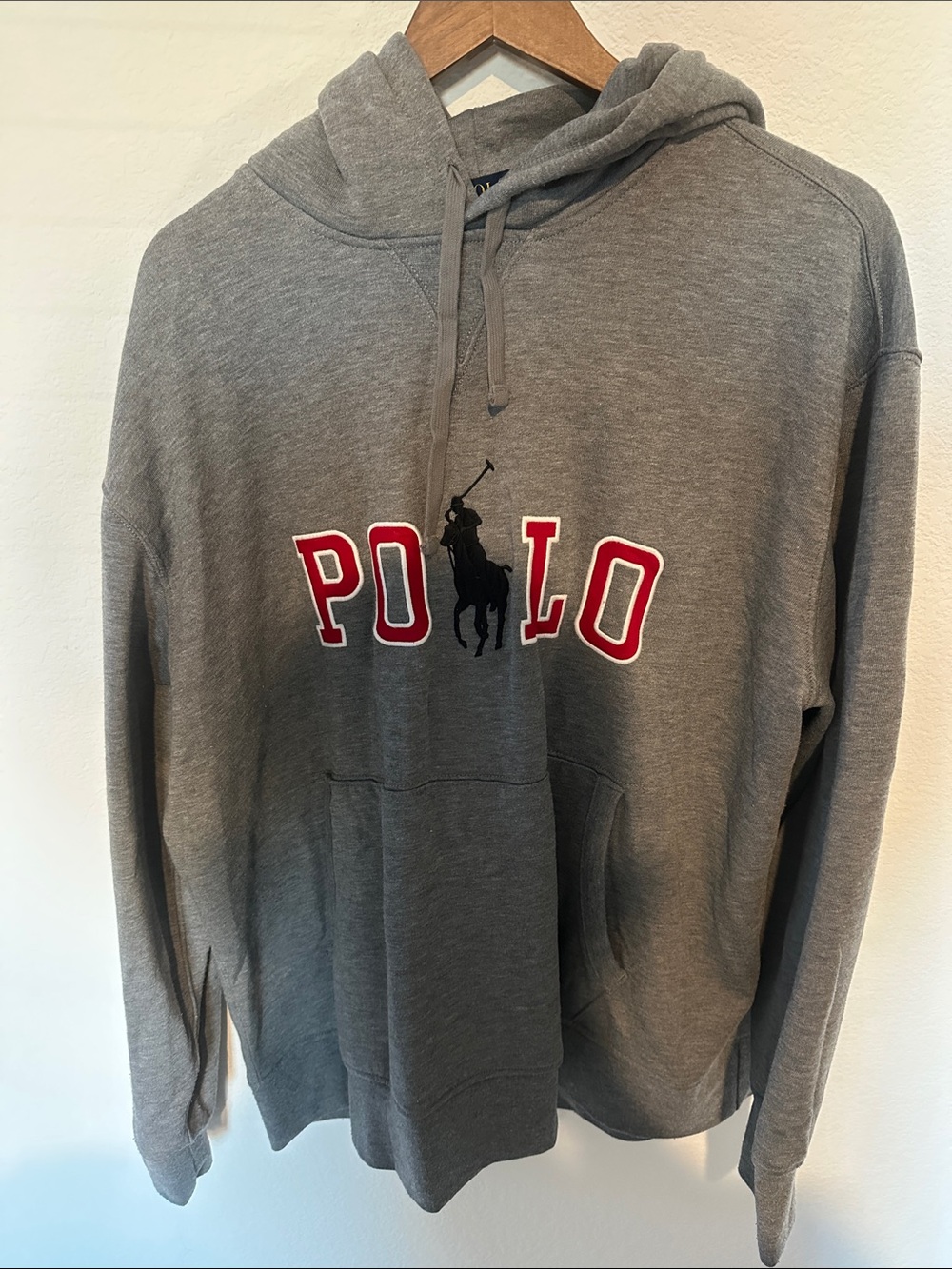 Polo by Ralph Lauren Gray Hoodie with Red Lettering and Black Pony 1XB